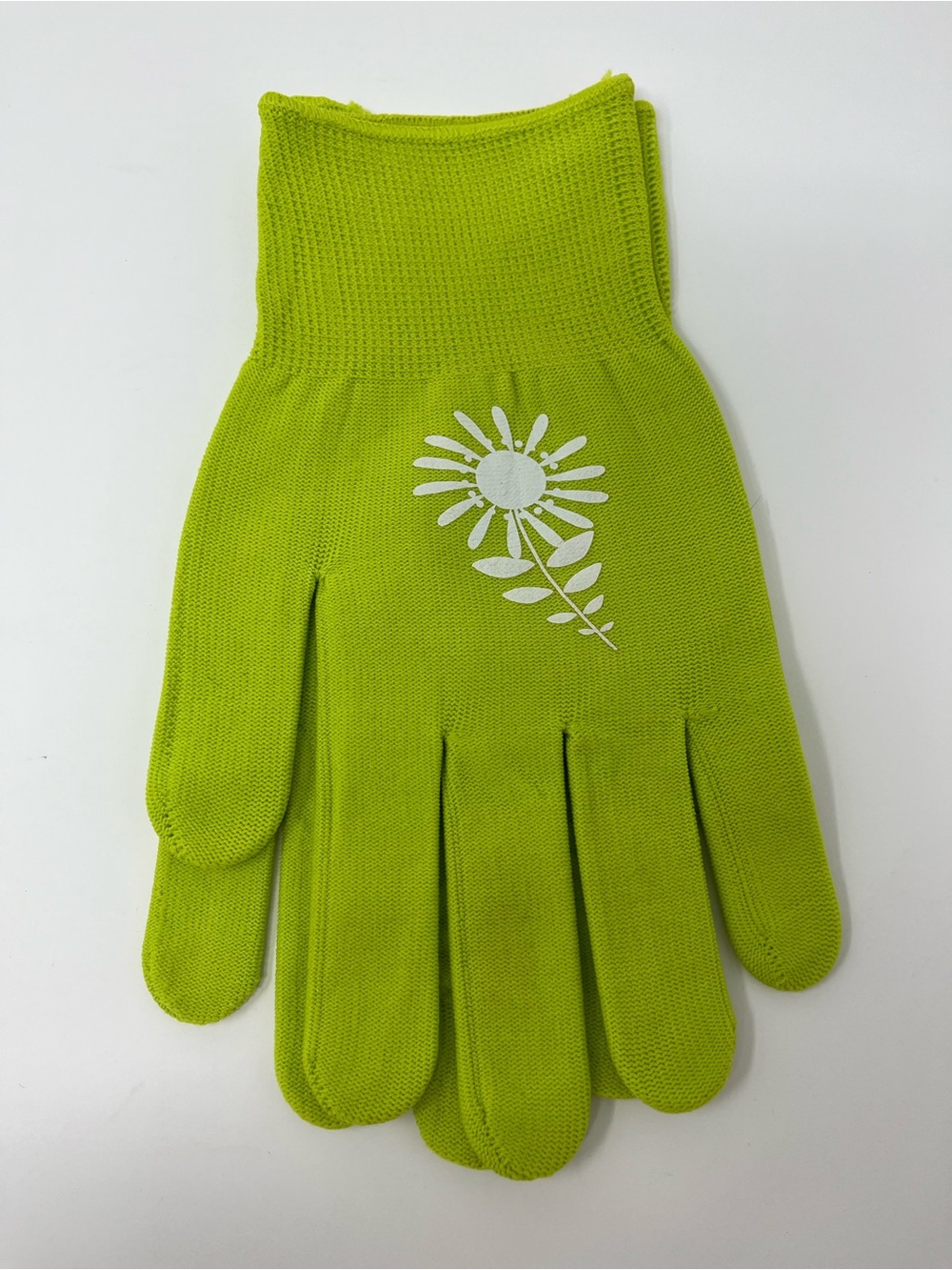 Lime Green Floral Garden Gloves